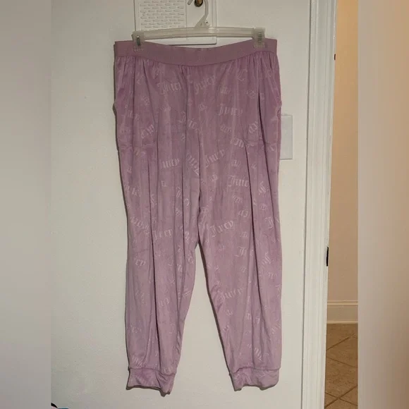 RARE XL Juicy Couture pink suit cropped hoodie joggers pajamas sweatsuit baggy - Picture 7 of 13